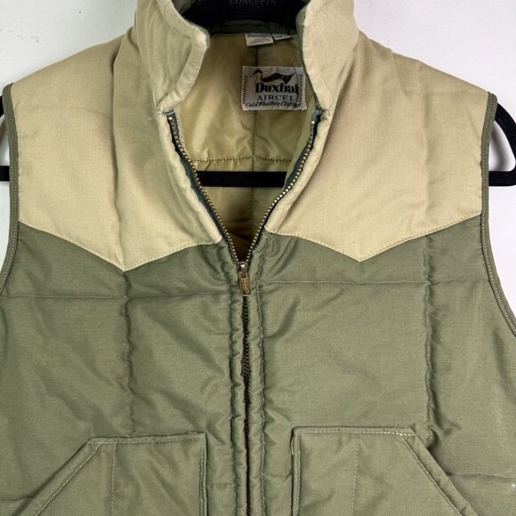 VTG Duxbak Aircel 90s USA Talon Zipper Vest Western Puffer Jacket Coat Green M - Picture 2 of 10